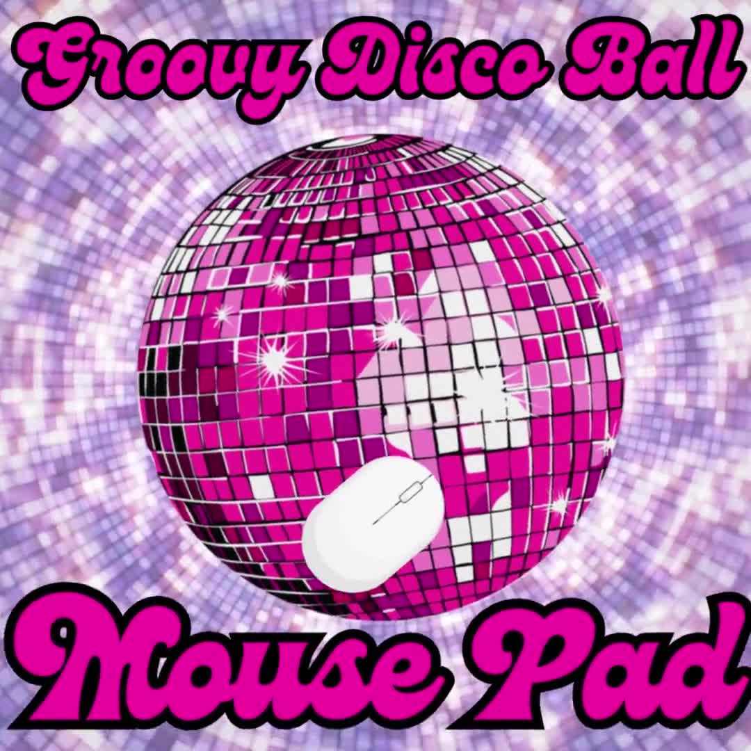 Pink Disco Ball Round Mouse Pad, Unique Funny Desk Top, Disco Party Desk  Accessories, Dance Party Decor, Gaming Fun, Gift for Teen, Student 