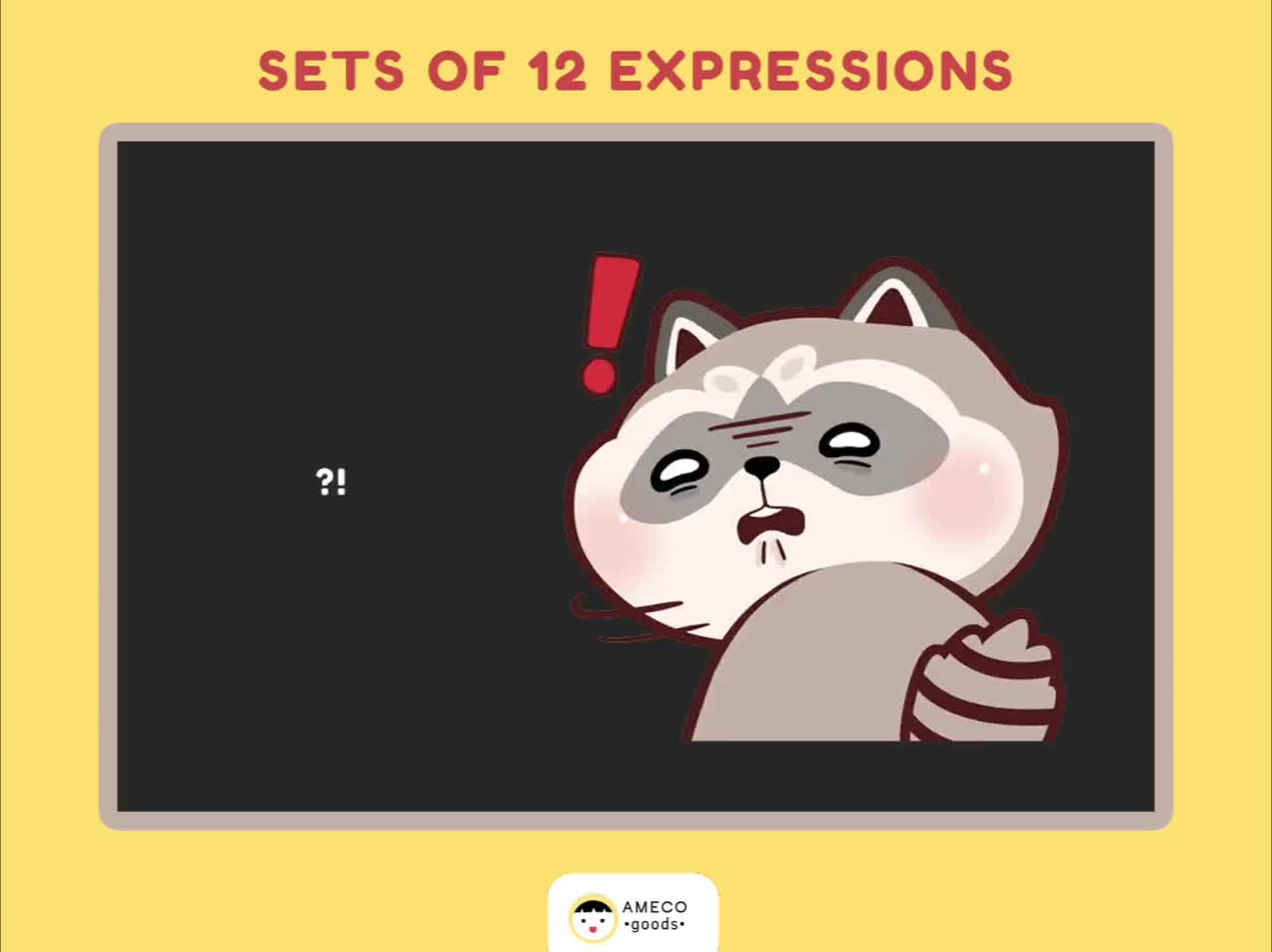 Cartoon Chibi Raccoon Emotes Stickers for Discord & Twitch (set of