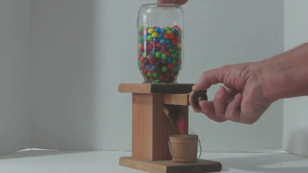 Wooden gumball / peanut / candy dispenser with removable wooden online bucket