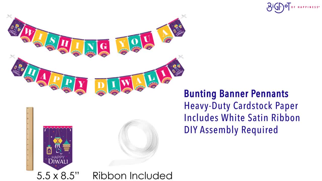 Happy Diwali - Banner and Photo Booth Decorations - Festival of Lights  Party Supplies Kit - Doterrific Bundle