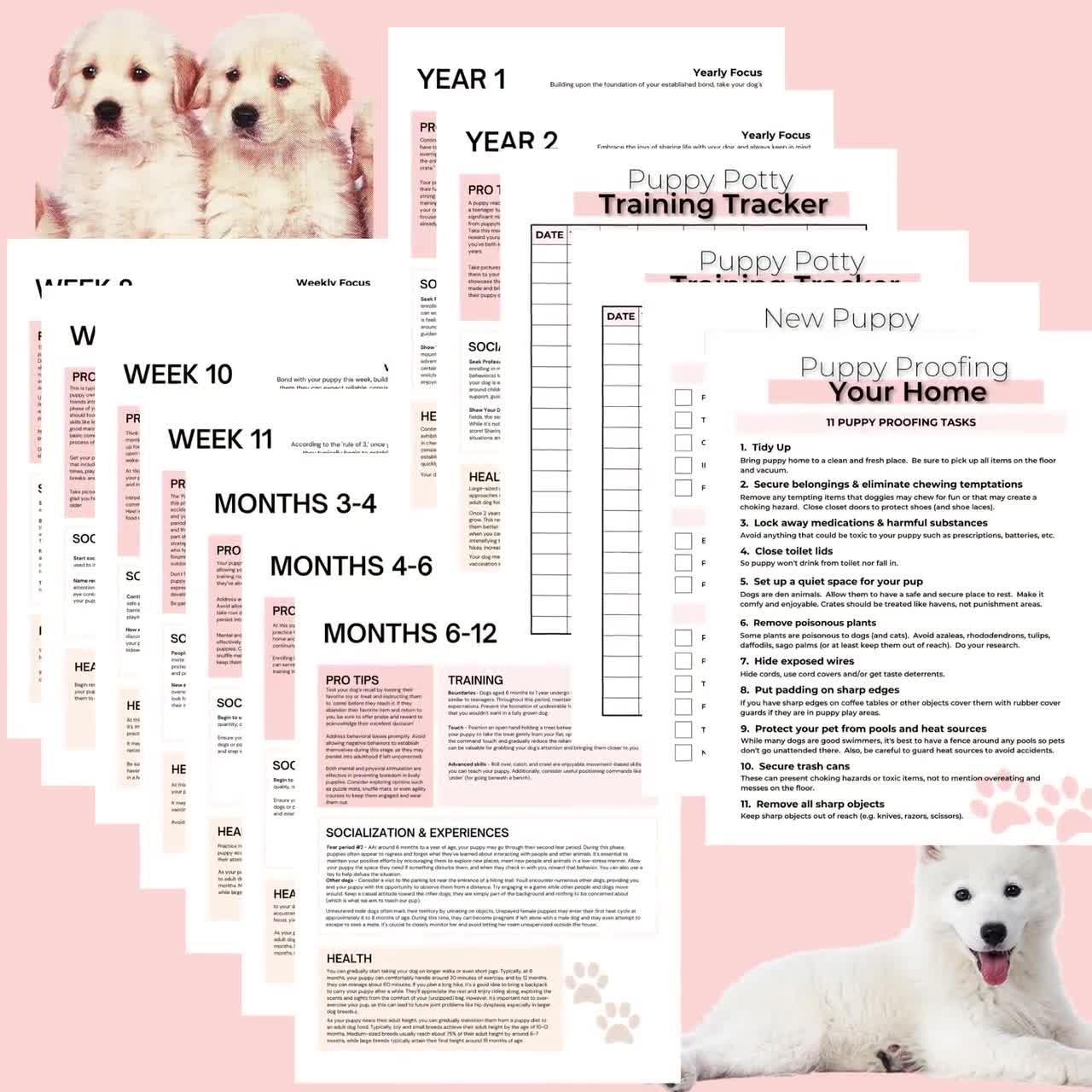 Dog Training Cheat Sheets, Dog Training Handbook, Puppy Training for new  Puppy and Dog owners, Dog training potty log, Printable PDF