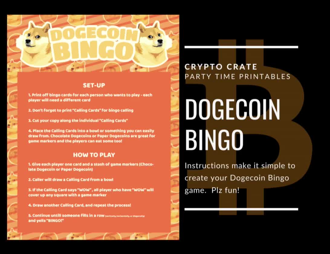Dogecoin Bingo, Dogecoin Party, Party Games, Bitcoin Bingo, Downloadable  Printable for Bitcoin Party