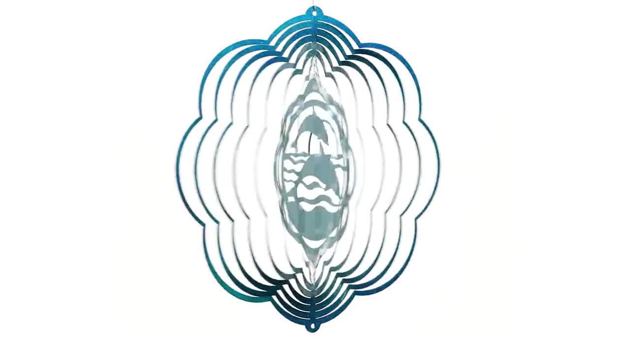 DOLPHIN CLOUD Swirly Metal Wind Spinner : : Garden