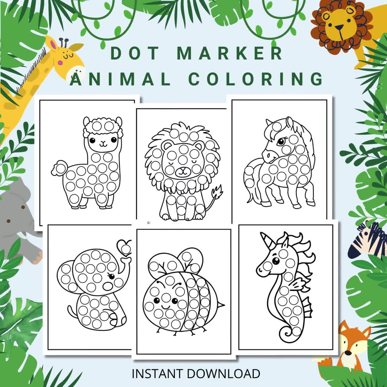 Free Safari Animals Dot Marker Printable {FREE instant download}