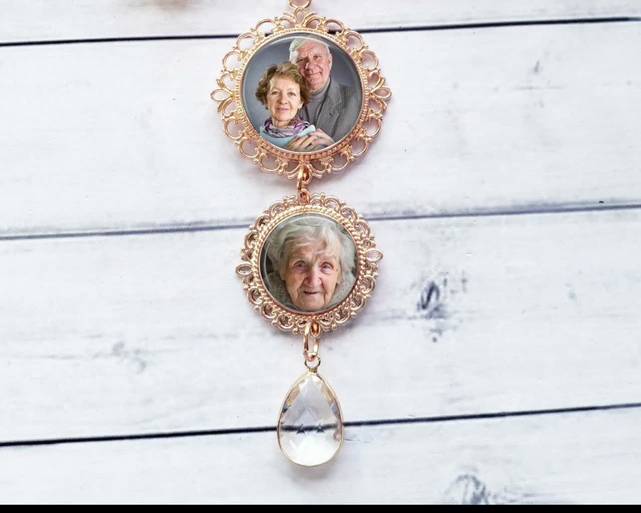 Bridal Bouquet Charm-Wedding Memorial Photo Charm-Double Sided