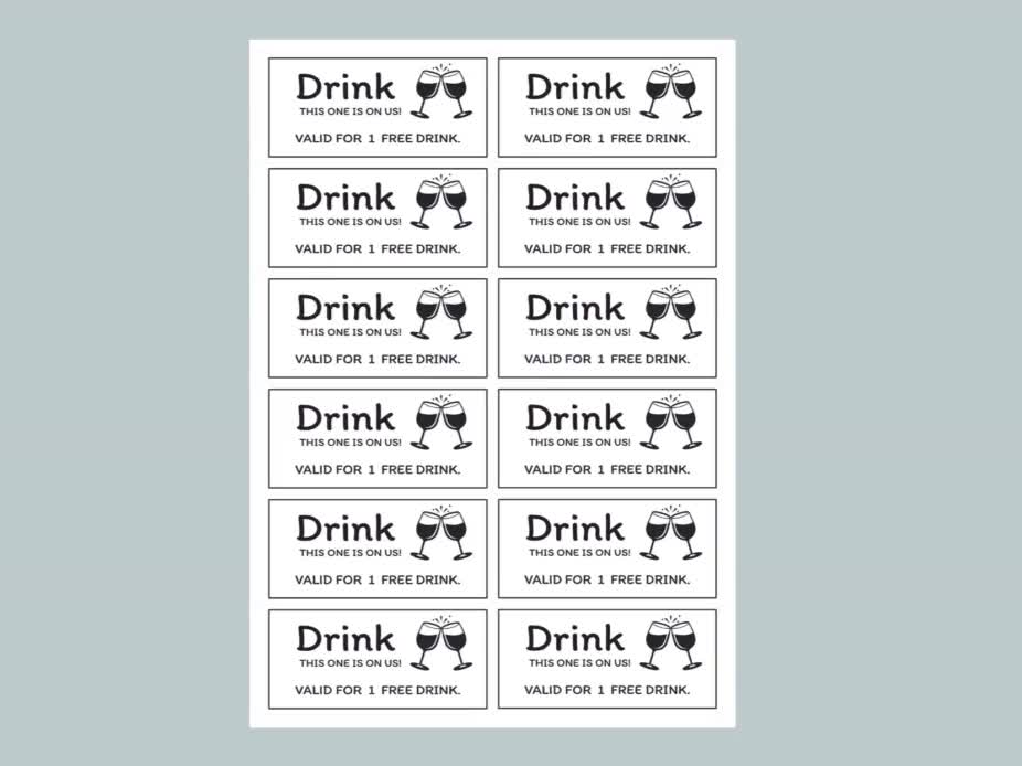 Drink Tickets | Printable, A4 Optimized, Cut Lines for Any Drink Tickets | Printable, A4 Optimized, Cut Lines for Any