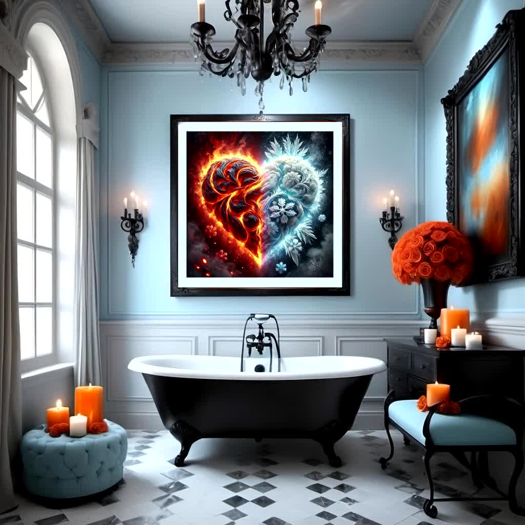 Fire and Ice Heart Print: Cosmic Galaxy Wall Art (digital Download
