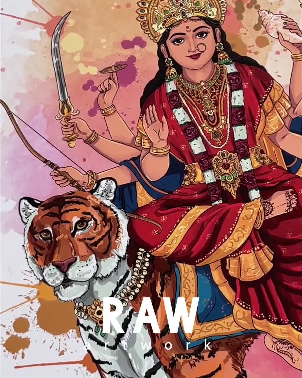 Goddess Durga killing demon painting, West Bengal, India, Asia Stock Photo  - Alamy