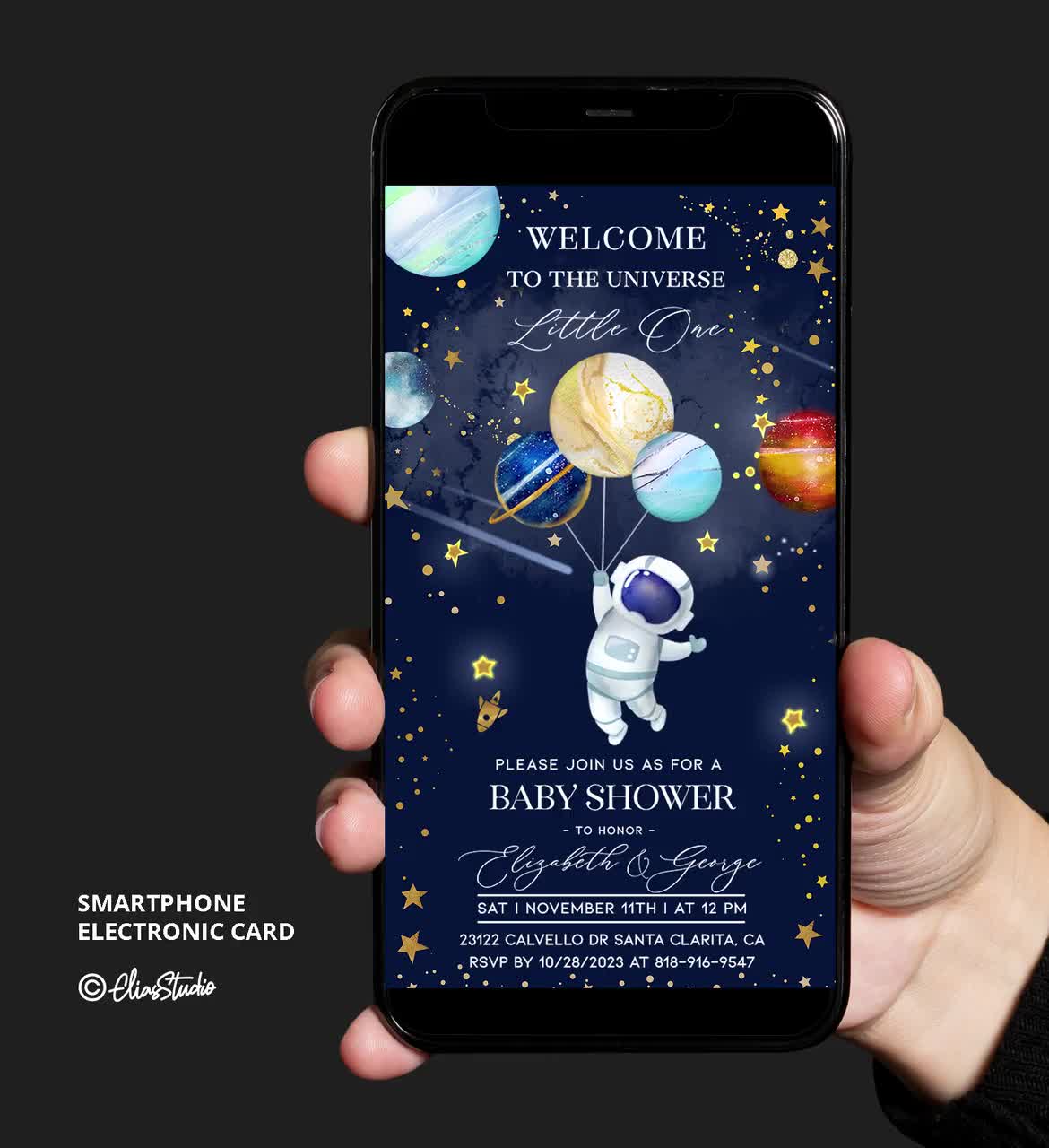 Space Mobile Baby Shower | Greeting Card Space Mobile Baby Shower | Greeting Card