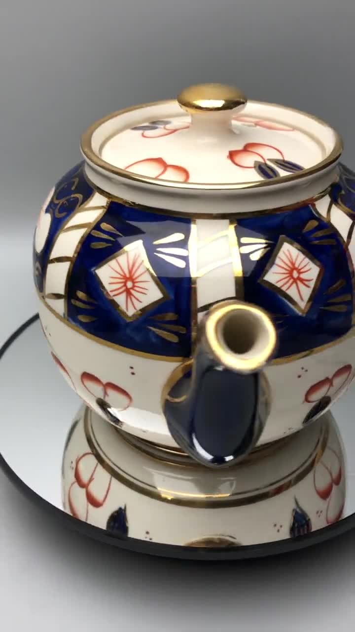 Vintage Teapot, 1048 Sadler Teapot, Cobalt Blue and Rust, Imari on sale Style, James Sadler