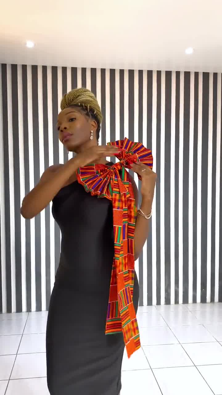 African Print Cross Front Dress, African Women's Mini Length Fit & Flare  Dress, Ankara Women Clothing, Cross Front , Skater Dress CORDELIA 