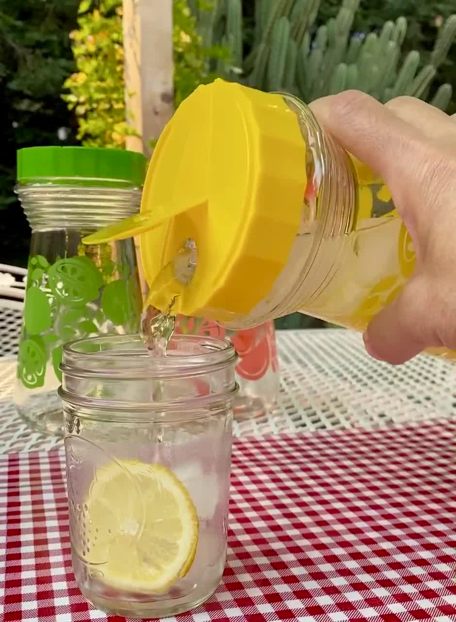 Vintage Lemon Juice 24 Oz. Carafe With Lid Snap Top Lemon Juice
