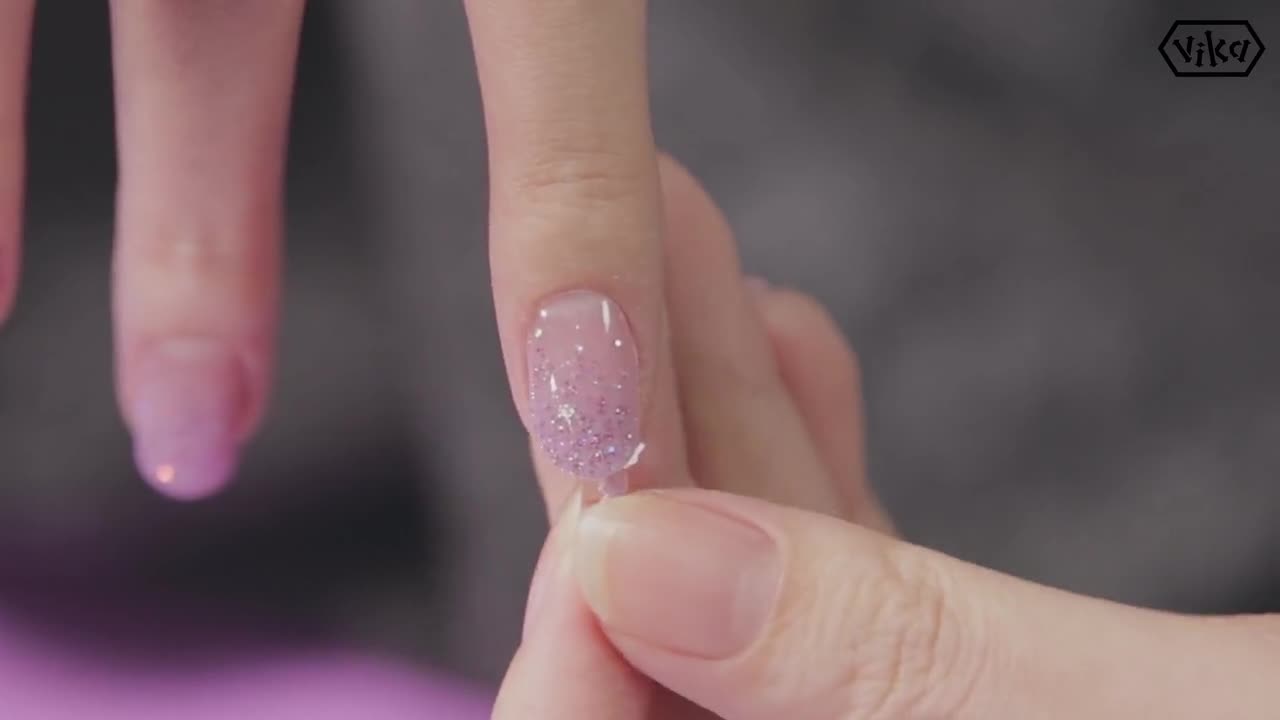 Light Pink Glitter / Nail Strips / Nail Stickers 