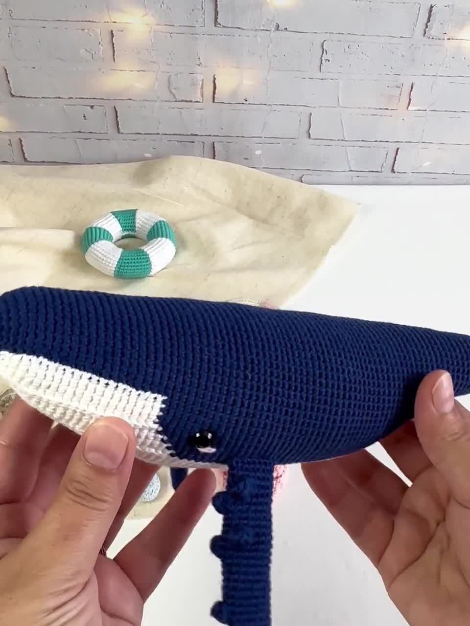 Blue Whale Crochet Toy with 2 Lifebelts, Unique Plush Toy, Cute Animal  Friend for Playtime Fun, Perfect Gift for Kids