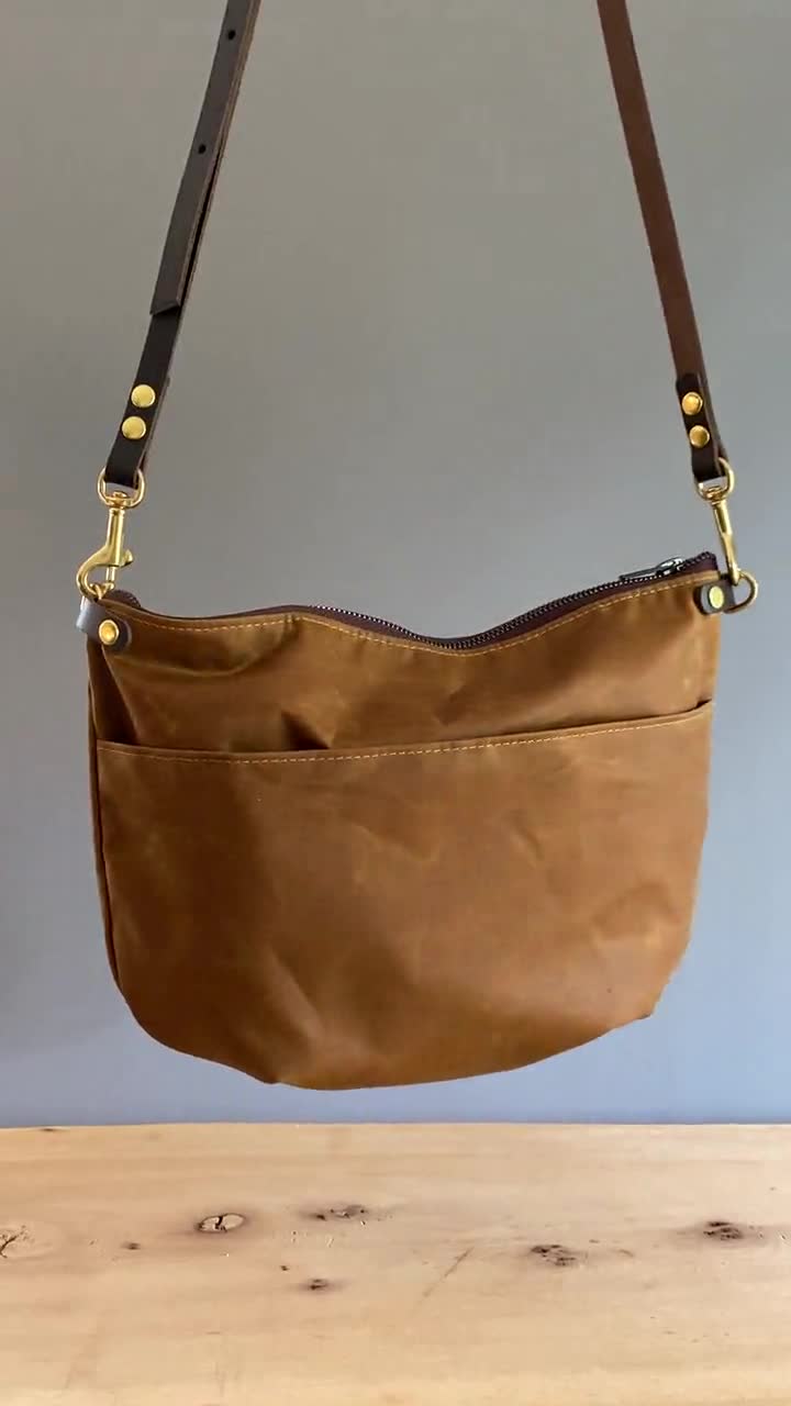 Everyday Wax Canvas Crossbody Shoulder Bag NEVIS Tan Brown