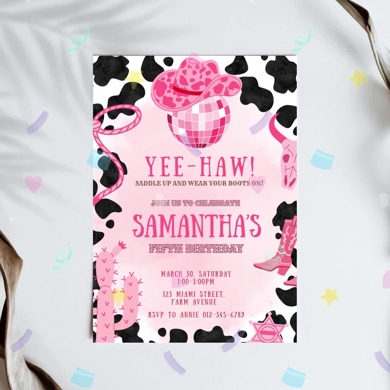 Image 4 for Free Cowgirl Invitation Template