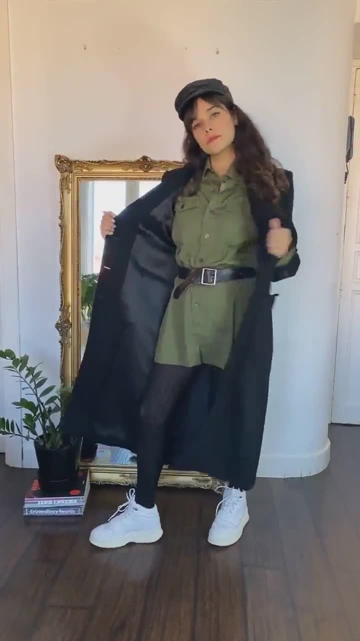 Dark Grey Vintage Burberry Coat, Burberry Women's Wool Coat