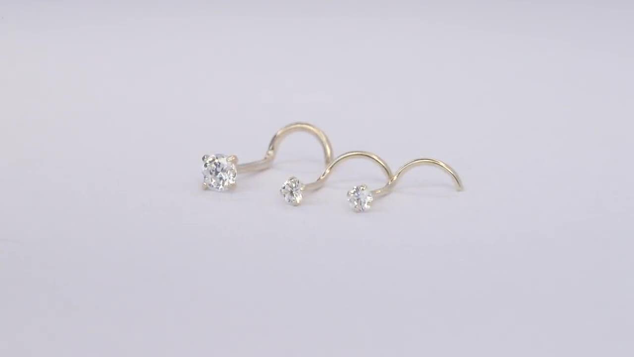 14k Solid Gold Nose Stud with Diamond CZ Small Micro Nose Bone Stud Fl –  Massete