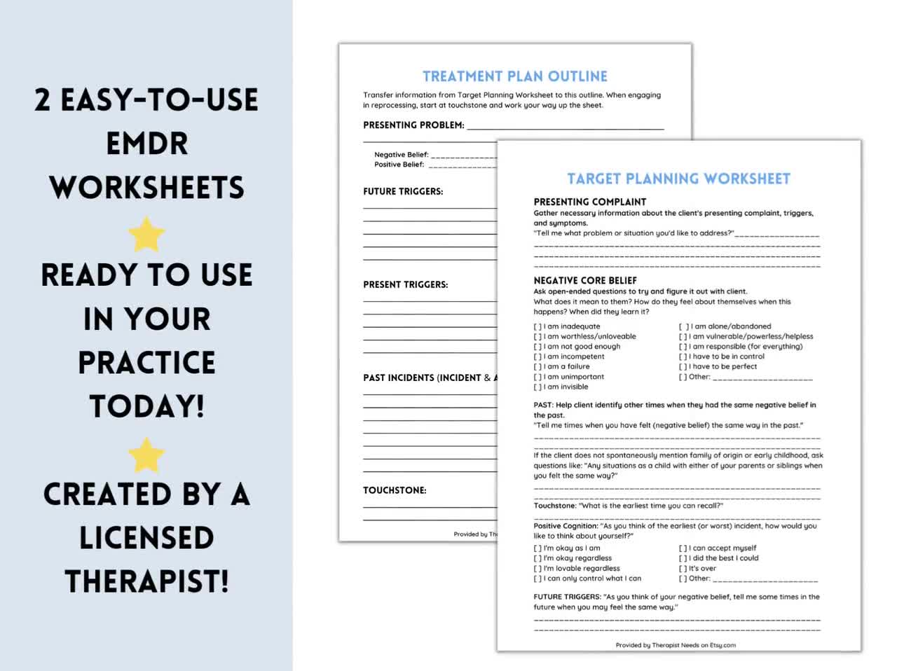 EMDR Worksheets: Treatment Plan EMDR Resources Trauma - Etsy New Zealand