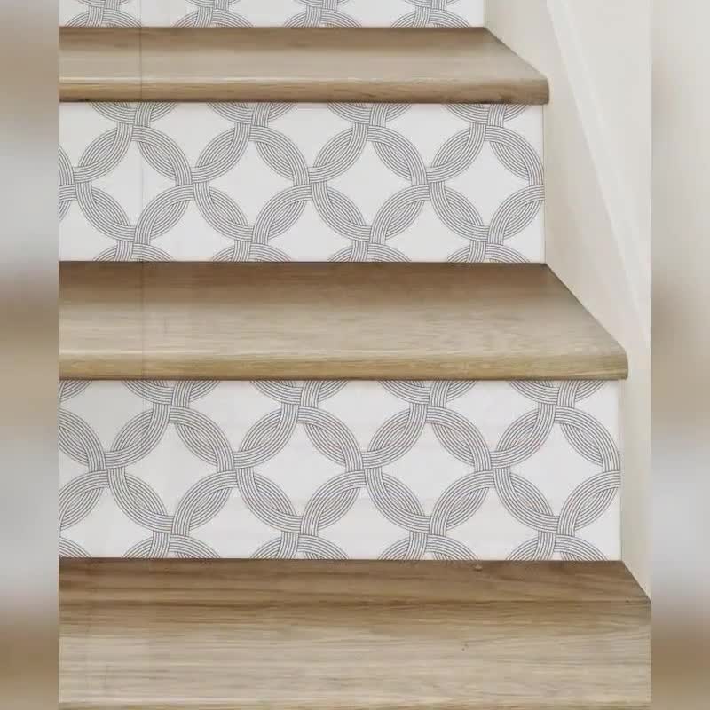 Herringbone Tile, Custom Color, Repositionable Stair Riser Strip