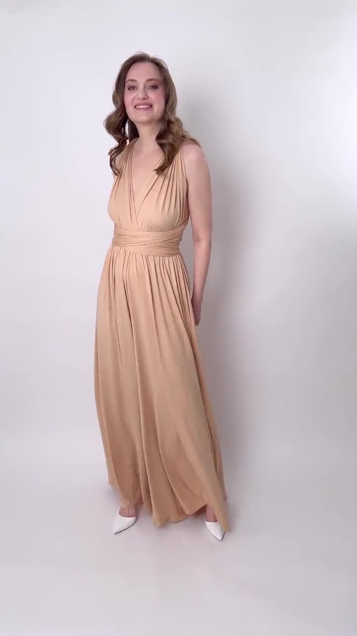 Gigi Convertible Neutral Champagne Bridesmaid Jumpsuit