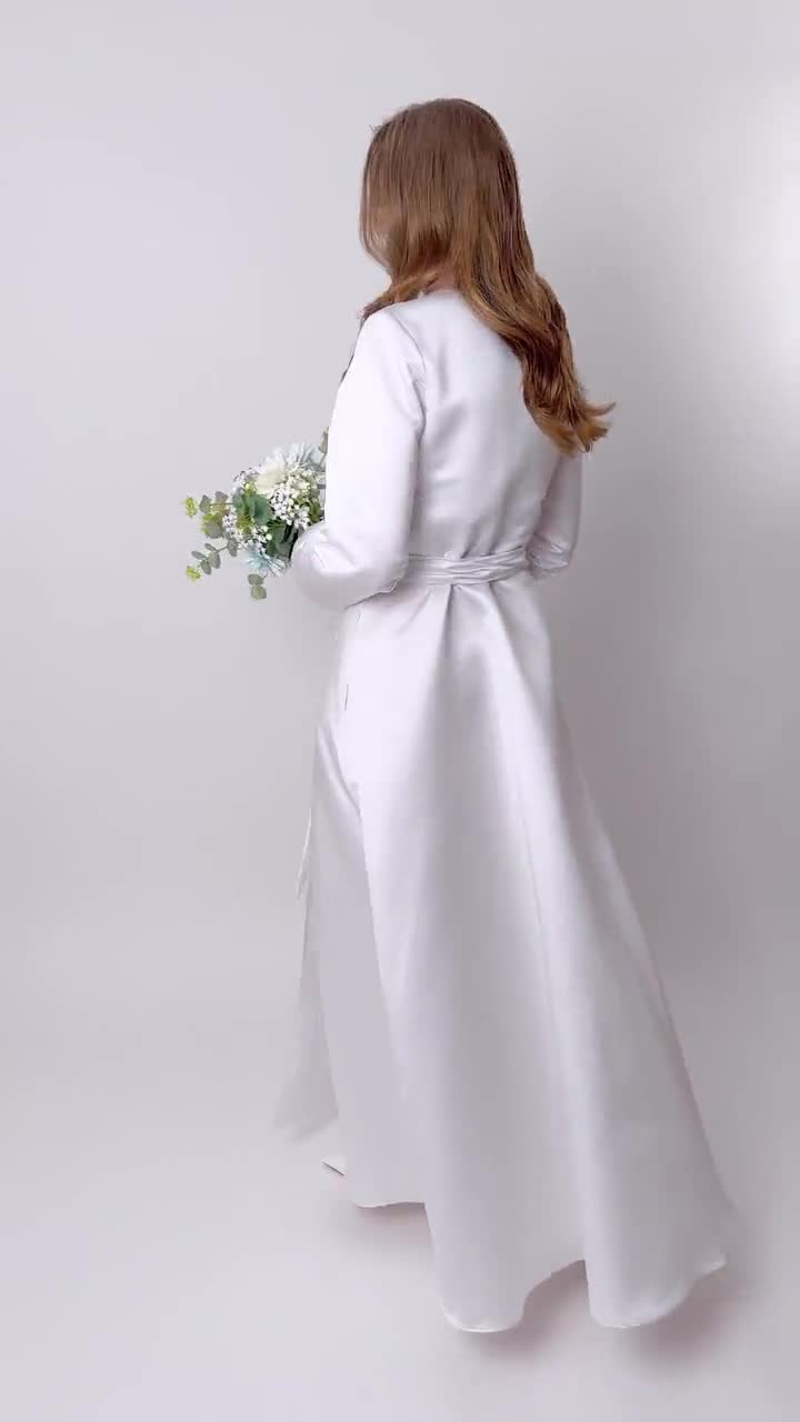 white satin wrap maxi dress Bella and Bloom Boutique