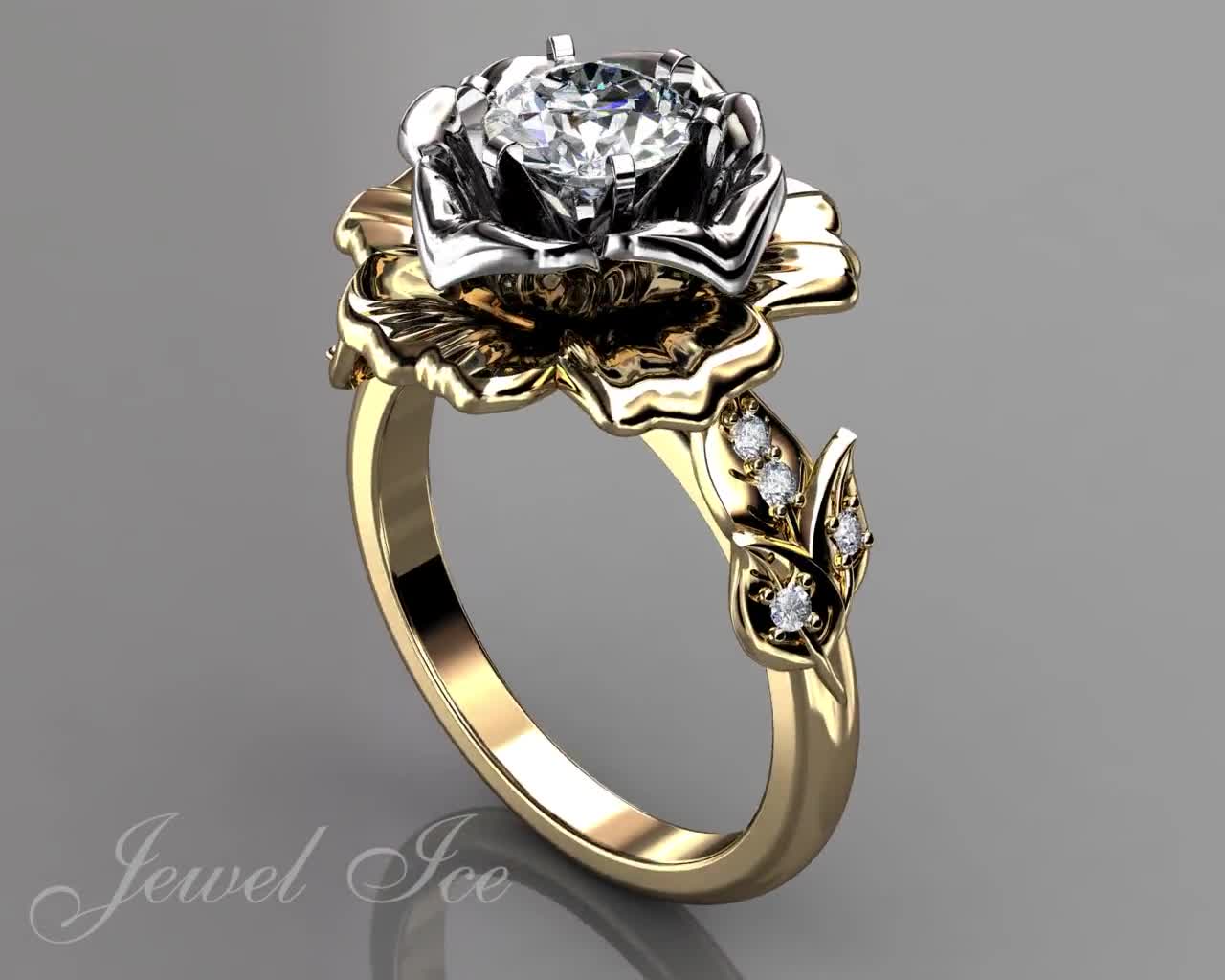 Flower Diamond Engagement Ring in Yellow Gold (0.1 ct. tw.) – Osnat Har Noy  Jewelry