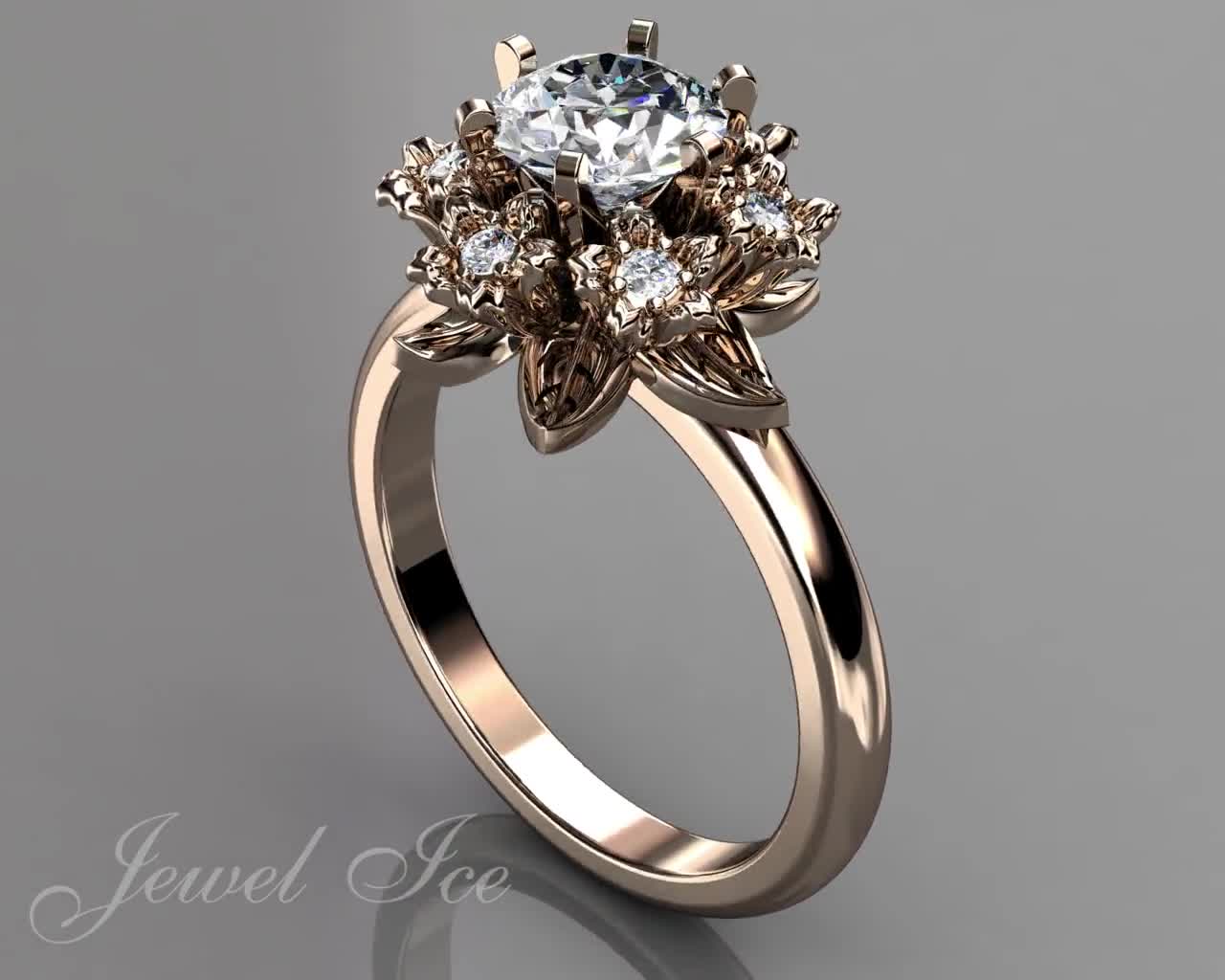14KW Marquise Diamond Engagement Ring with Leaf Detailing and Band 3/8 –  Fernbaugh's Jewelers