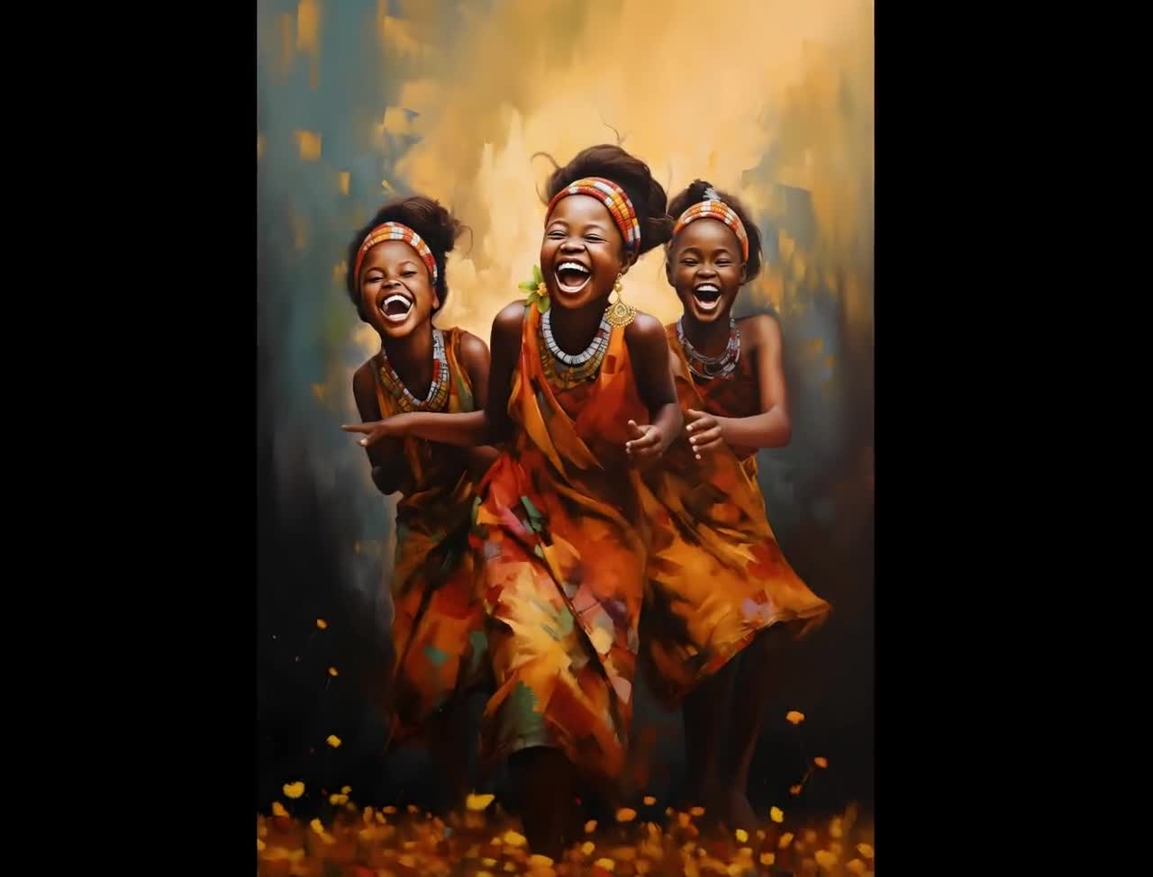 A Triplets Three Afro girl oil painting framed original, African art, Black  Girl Magic decor, African Girl Makeup, inspired, fashion sexy womananime