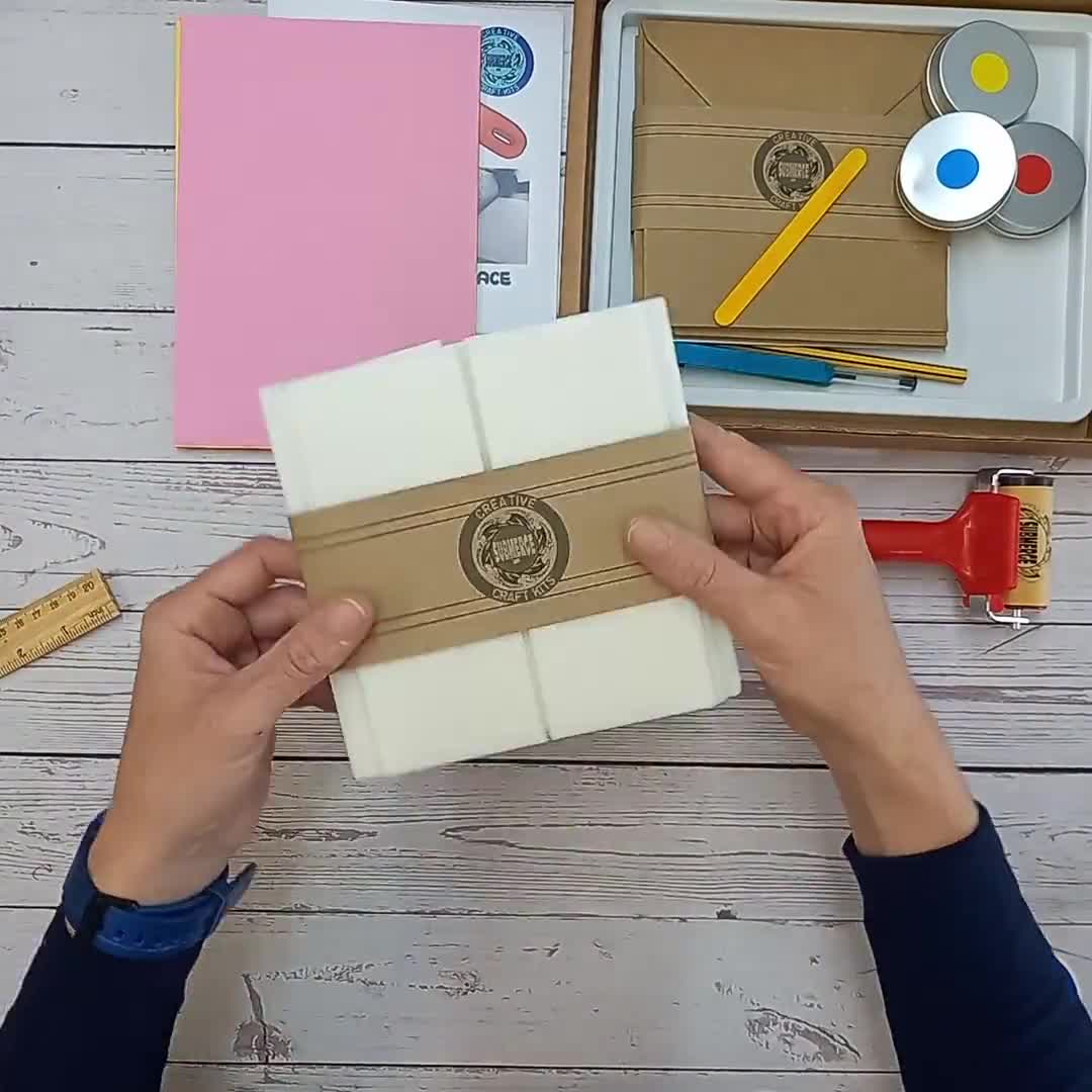 Polyblock (polystyrene tile) printing kit for kids