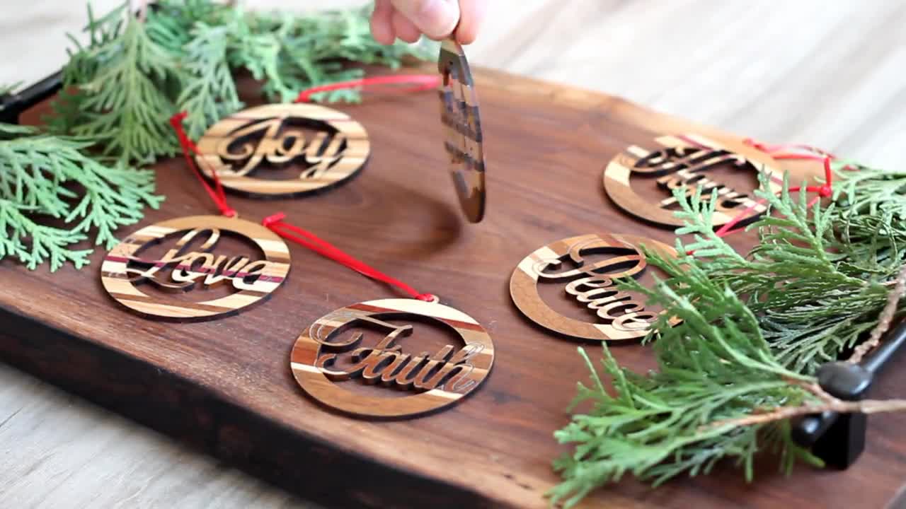 Handmade Wooden Christmas Word Ornaments | Noel, Joy, Hope, Faith, Peace,  Love