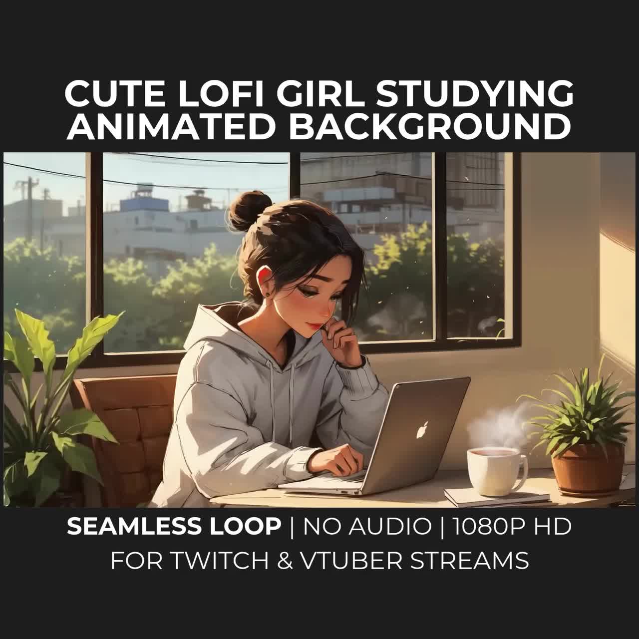 Lofi Girl Study Loop: Animated Stream Background (1080p Digital Download MP4 File) video poster