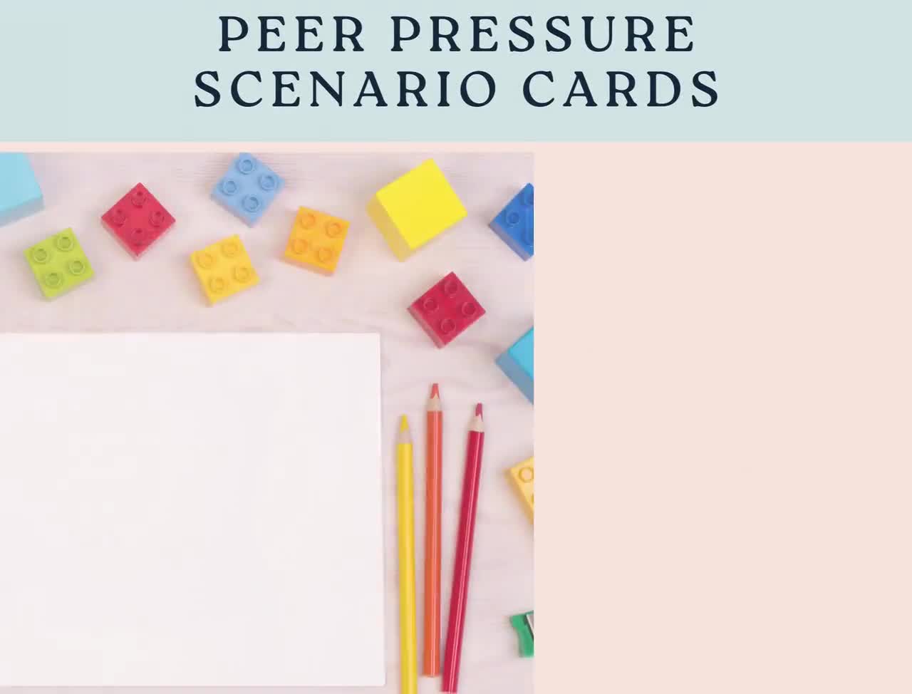 Peer pressure scenario discussion cards for kids. Counseling activities.  Friendships. Communication. Social skills. Self-esteem. Confidence.