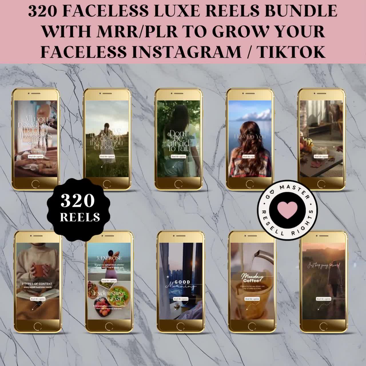 FACELESS REELS MRR Luxury Bundle Luxe Vacation Videos Stock Photos Done for  You Reels Caption Instagram Tiktok Dfy Master Resell Rights -  Canada
