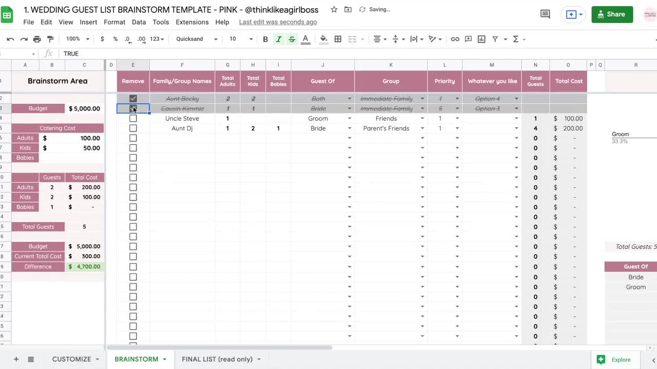 Guest List Guest List Tracker Printable Guest Sheet -  Portugal