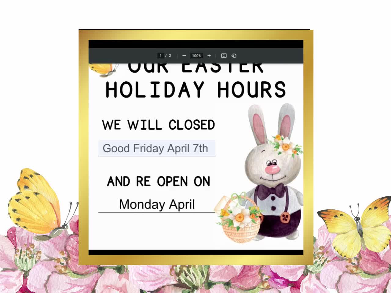 Easter Closed Sign Easter Holiday Closure Signs Easter Holiday Hours Printable Signs Easter Holiday Hours Signage Easter Hours Signs