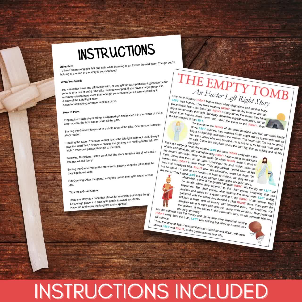 Easter Left Right Game - Bible Story Pass The Gift, Printable Church and  Family Game for Easter, image size:1280x1280