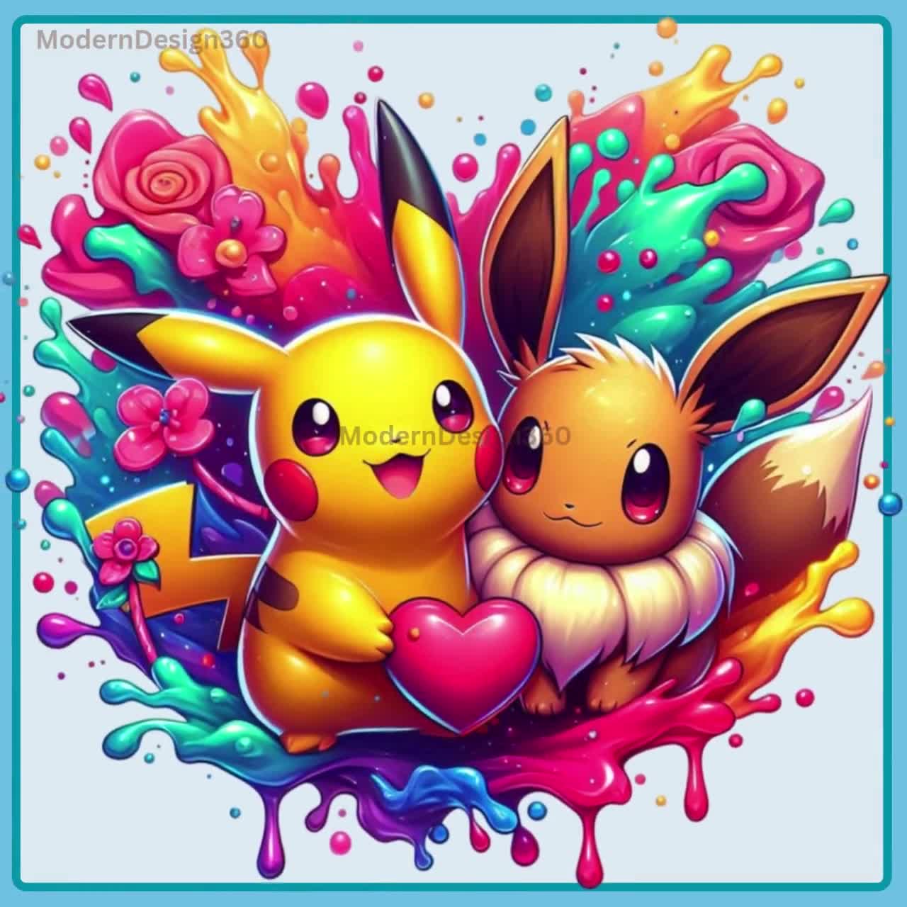 Pikachu and Eevee Valentine, Clipart Images, Graphics and Artwork