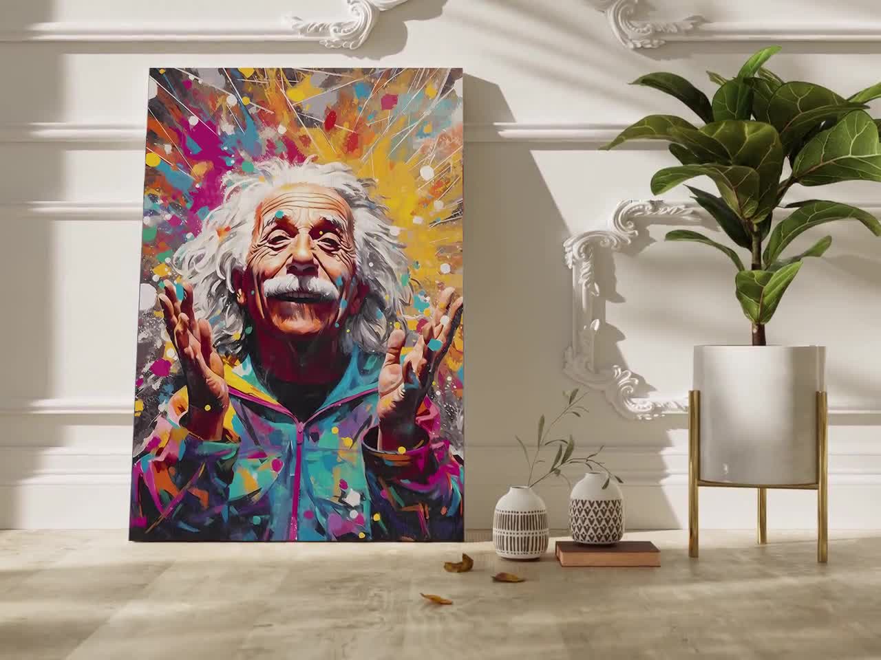 Albert Einstein Wall Art, Canvas Pop Art Print, Pop Culture Wall