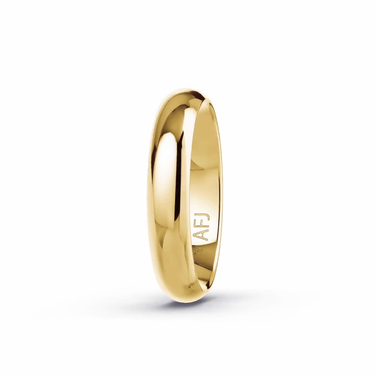 18K Gold 4mm Yellow Gold Polished Wedding Band, Comfort Fit Band, Free  Laser Engrave, Dome Band, Classic Gold band, Wedding Band For Men