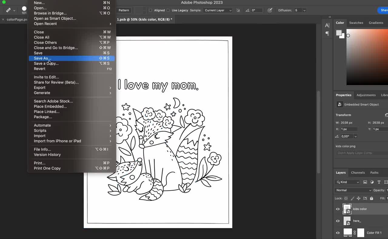 塗り絵ページ モックアップ、8.5 x 11 インチ塗り絵ページ モック