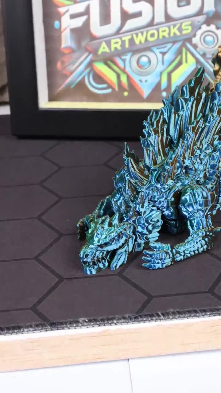 電気メッキゴジラ怪獣フィギュア ブルークローム 可動式おもちゃ 3D