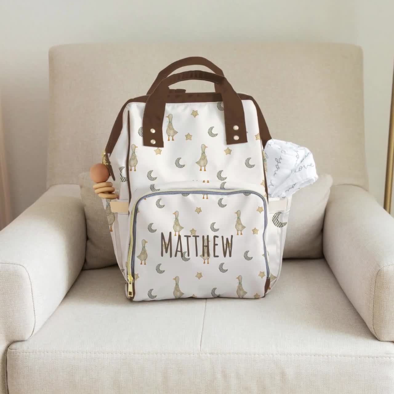 Personalized Diaper Bag Backpack Multifunctional Gender Neutral Baby Shower Gift for Mom Custom Multifunctional Diaper Backpack Gift Baby