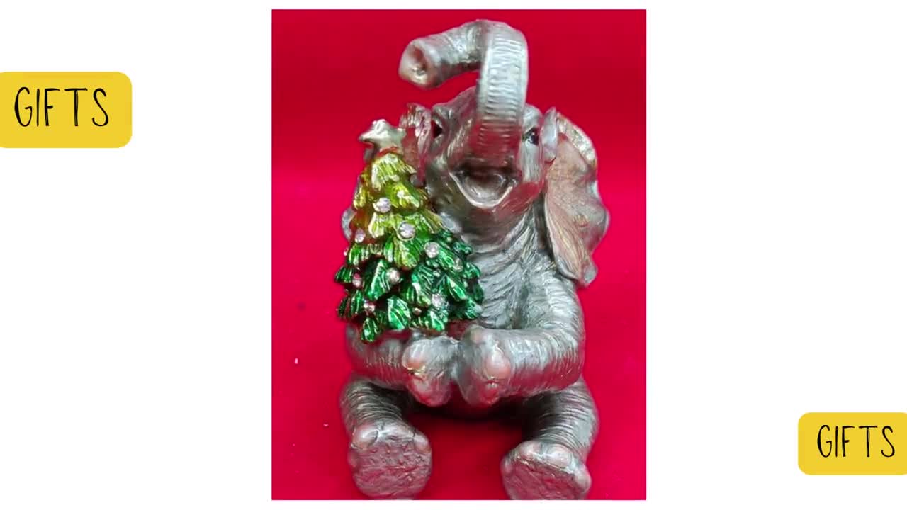 Elephant Holding Christmas Tree Treasure Box with Mini Elephant Pendant  Christmas Gift for Her Elephant Trinket Jewelry Box Decorative Gifts