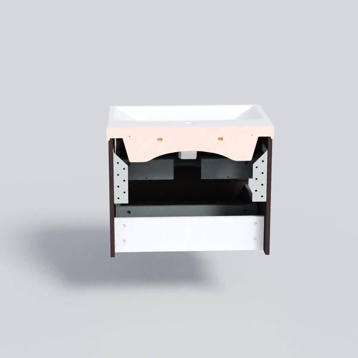 Modern Wall-Mount Bathroom Vanity with Washbasin | Judi Brown Matte Collection | Non-Toxic Fire-Resistant MDF video poster