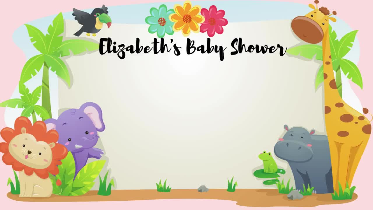 Virtual Baby Shower Background | Jungle Animal Zoom Baby Shower Background  | Custom Digital File for Virtual Events