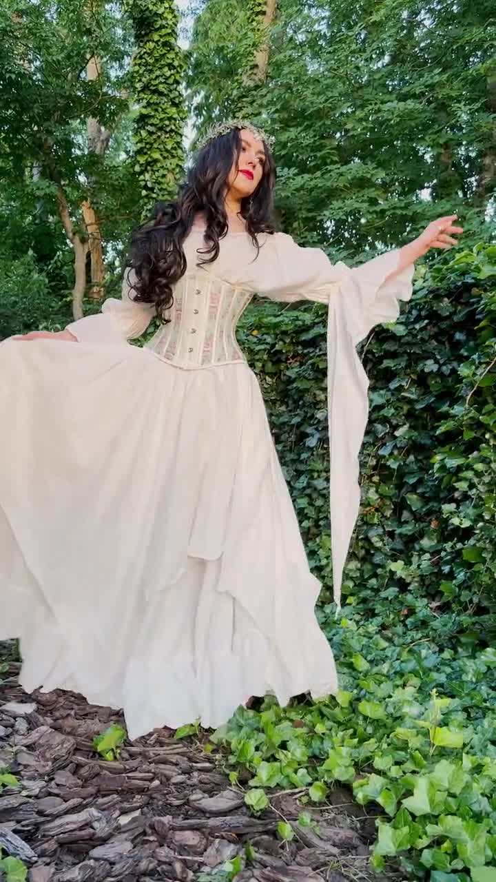 SPRING VIOLET Fantasy Medieval Pure Linen Dress With Corset Belt, Elves  Fairy Linen Wedding Dress for Medieval Cosplays, Ren Faire Costume -   Canada