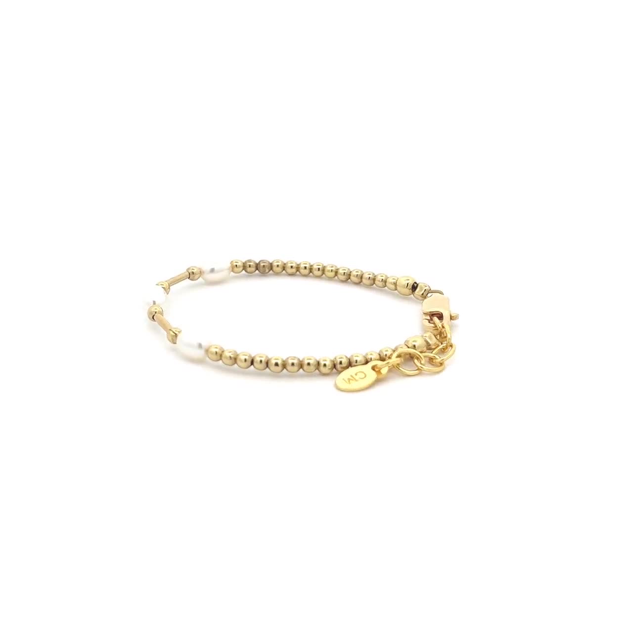 Bracelet Enfant élégant En Or 14 Carats Et Perles D'eau Douce - Occasion, Blanc, Unisexe