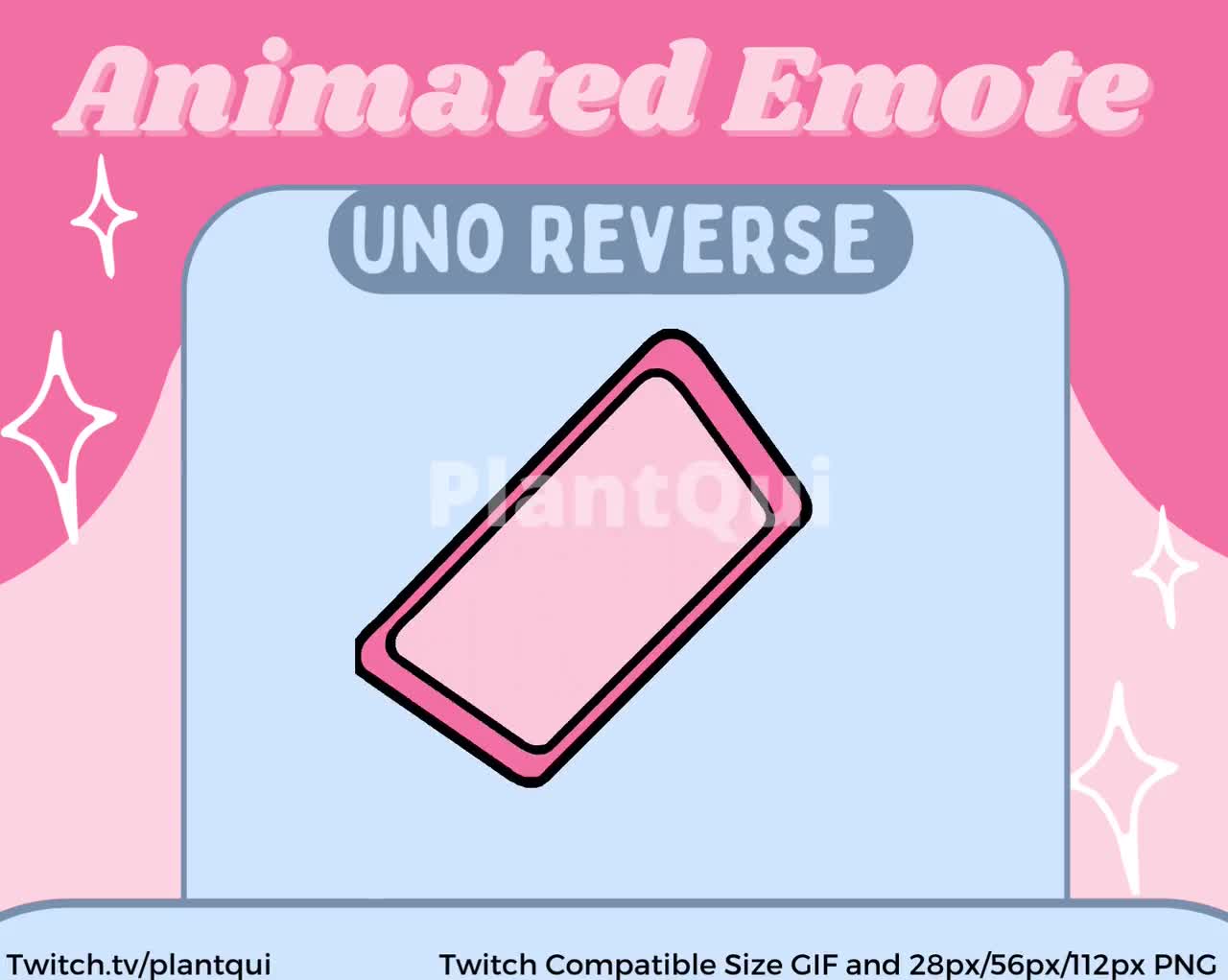 ANIMATED Uno Reverse Card Twitch Emote / Pink Card Emote / 