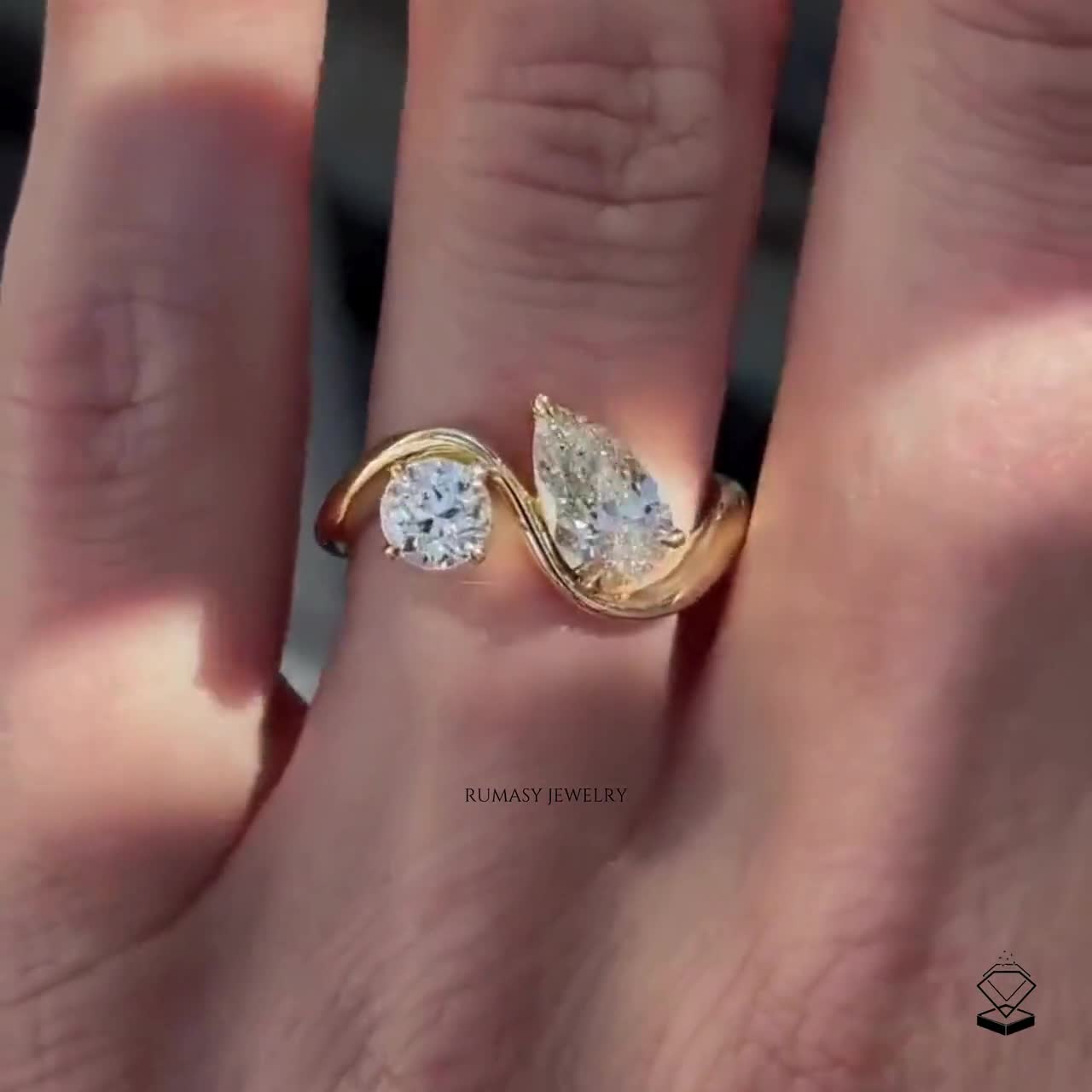 1.8 TCW Two Diamond Engagement Ring/lab Grown Diamond
